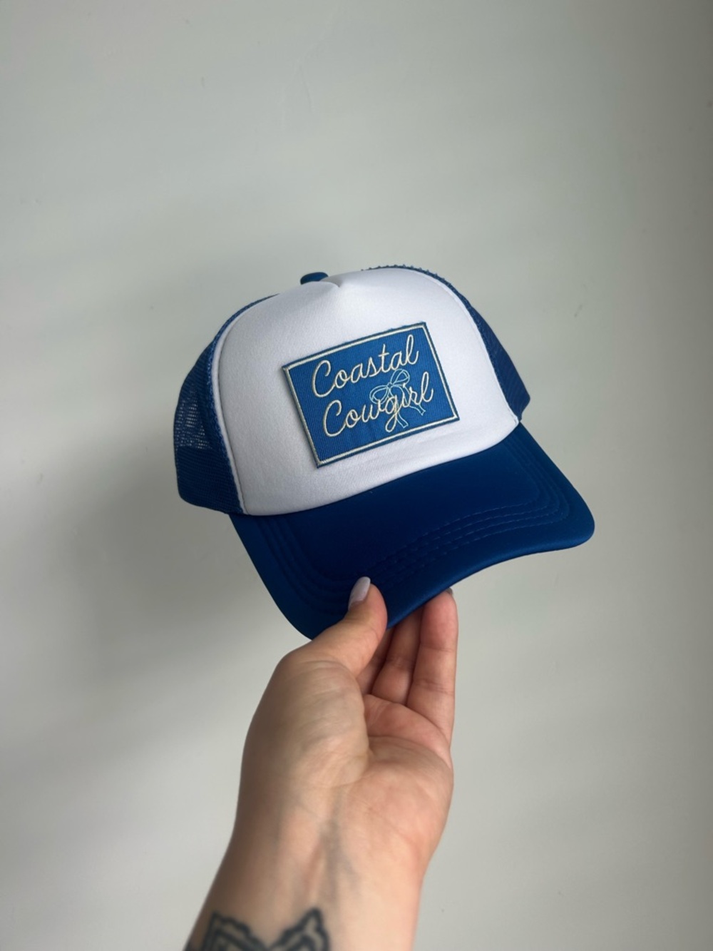 Coastal Cowgirl Blue & White Trucker Hat